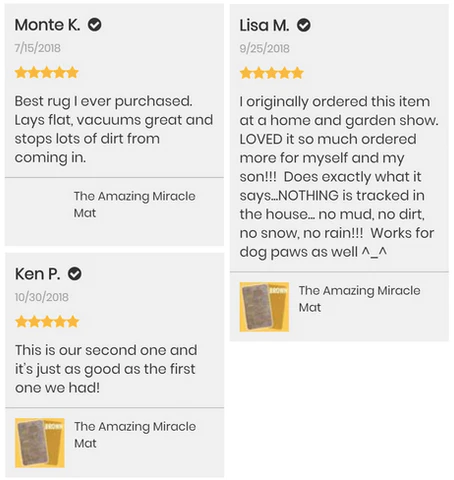 customer review for mud mat, door mat and miracle mat